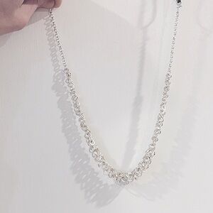 Vintage Avon Silver Layered Circle Hoop Adjustable Length Cluster Chain Necklace